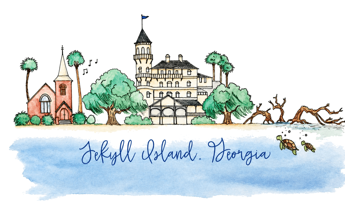 Watercolor illustration of Jekyll Island, Georgia